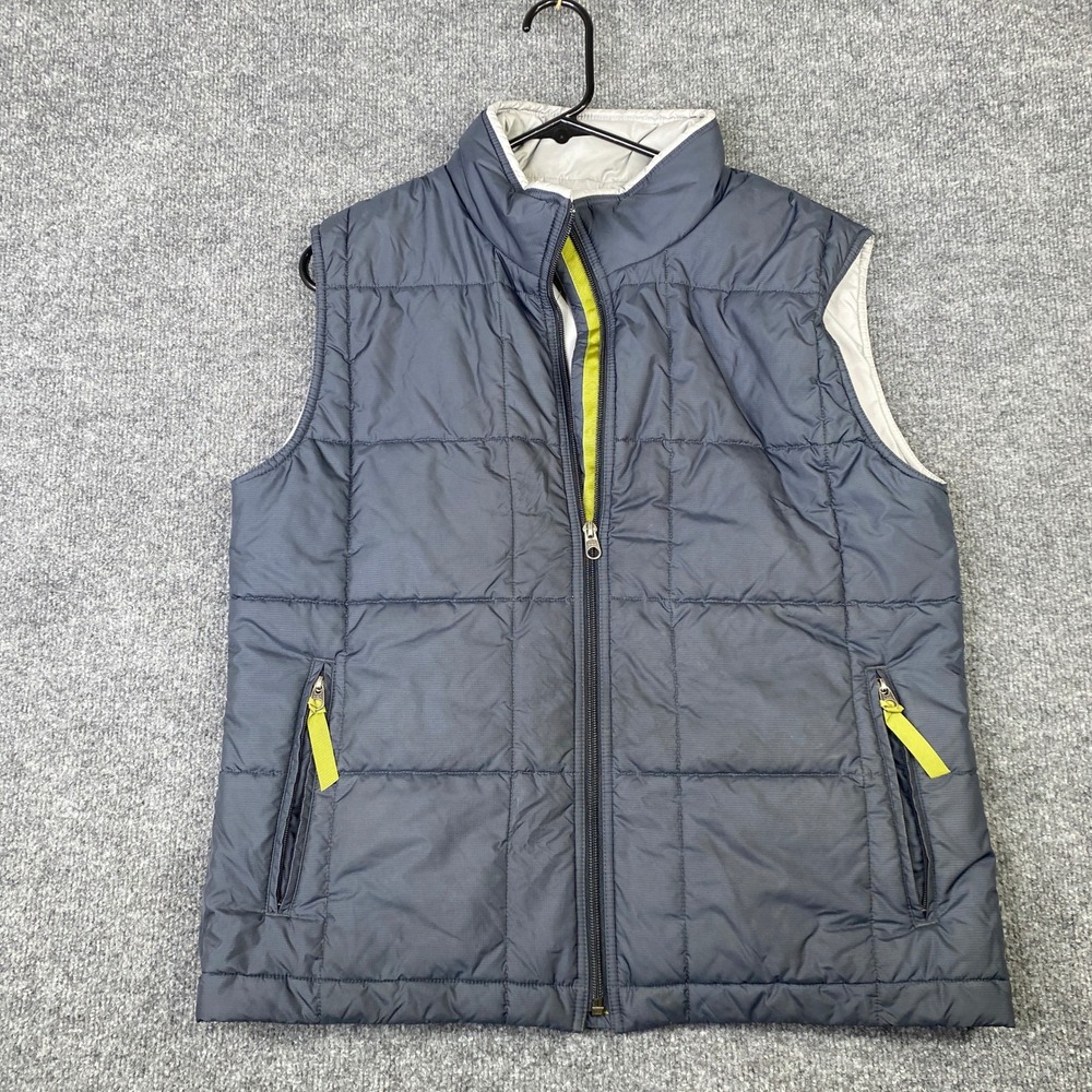 Patagonia Vintage 2000 Puffball Vest Womens Large Gray Blue Quilted Zip 28520